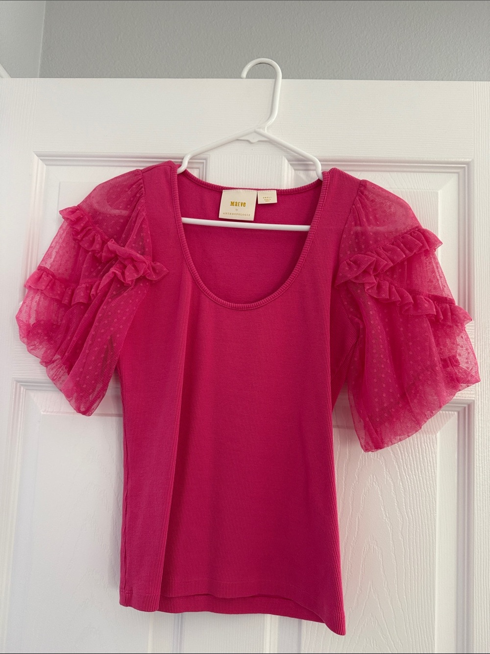 Anthropologie Maeve Ribbed Tank in Vibrant Pink